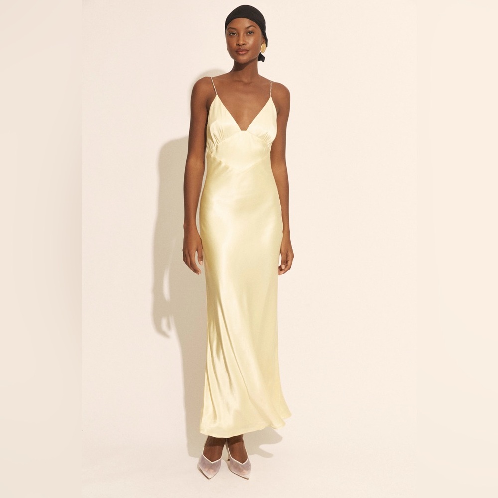 Bardot Capri Diamonte Slip Dress In Canary Yellow